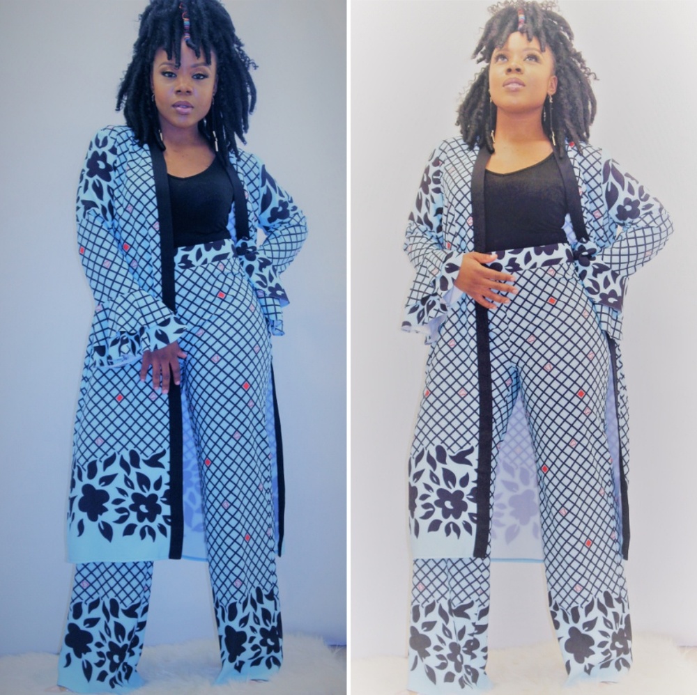 2 piece light blue kimono